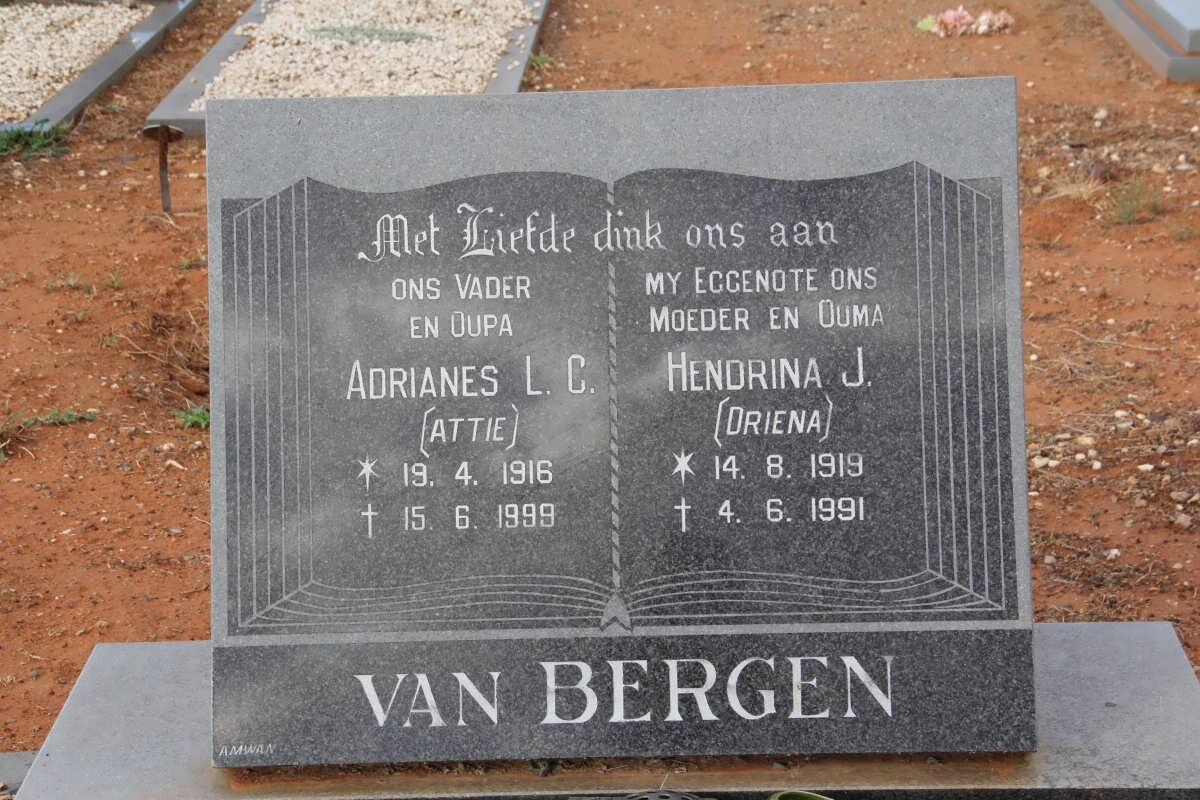 BERGEN Adrianes L.C., van 1916-1999 &amp; Hendrina J. 1919-1991