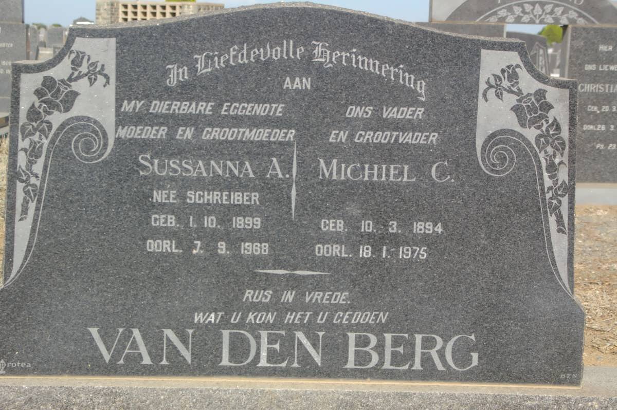 BERG Michiel C., van den 1894-1975 &amp; Sussanna A. SCHREIBER 1899-1968