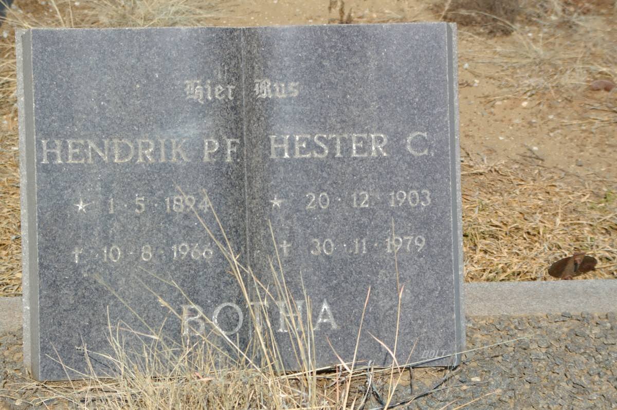 BOTHA Hendrik P.F. 1894-1966 &amp; Hester C. 1903-1979
