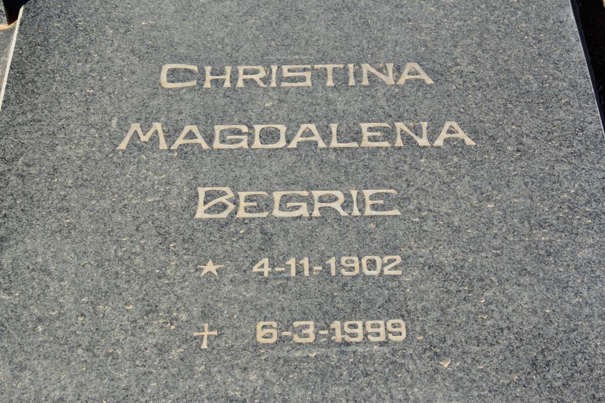 BEGRIE Christina Magdalena 1902-1999