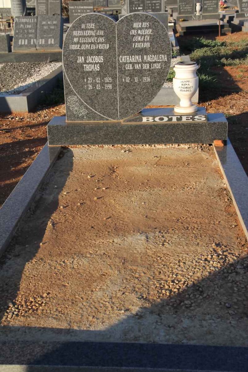 BOTES Jan Jacobus Thomas 1929-1998 &amp; Catharina Magdalena van der LINDE 1936-