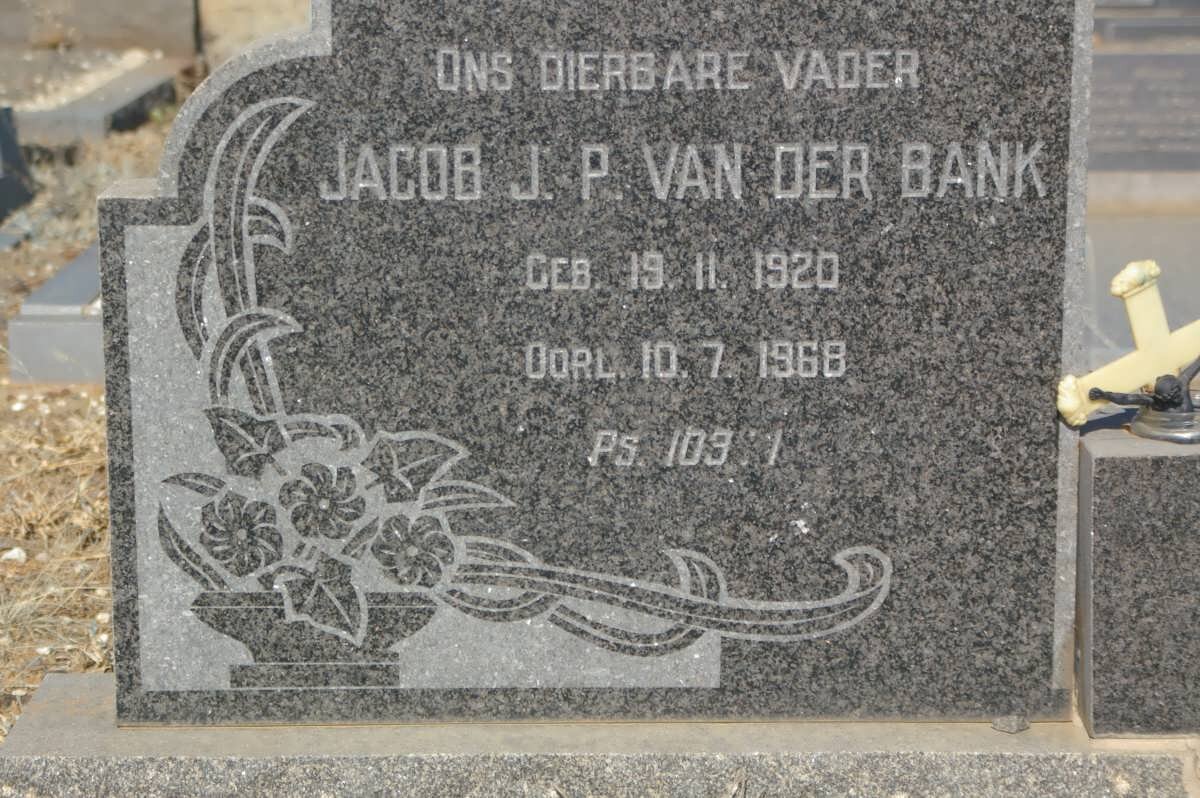 BANK Jacob J.P., van der 1920-1968
