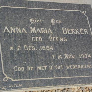 BEKKER Anna Maria nee PEENS 1884-1974