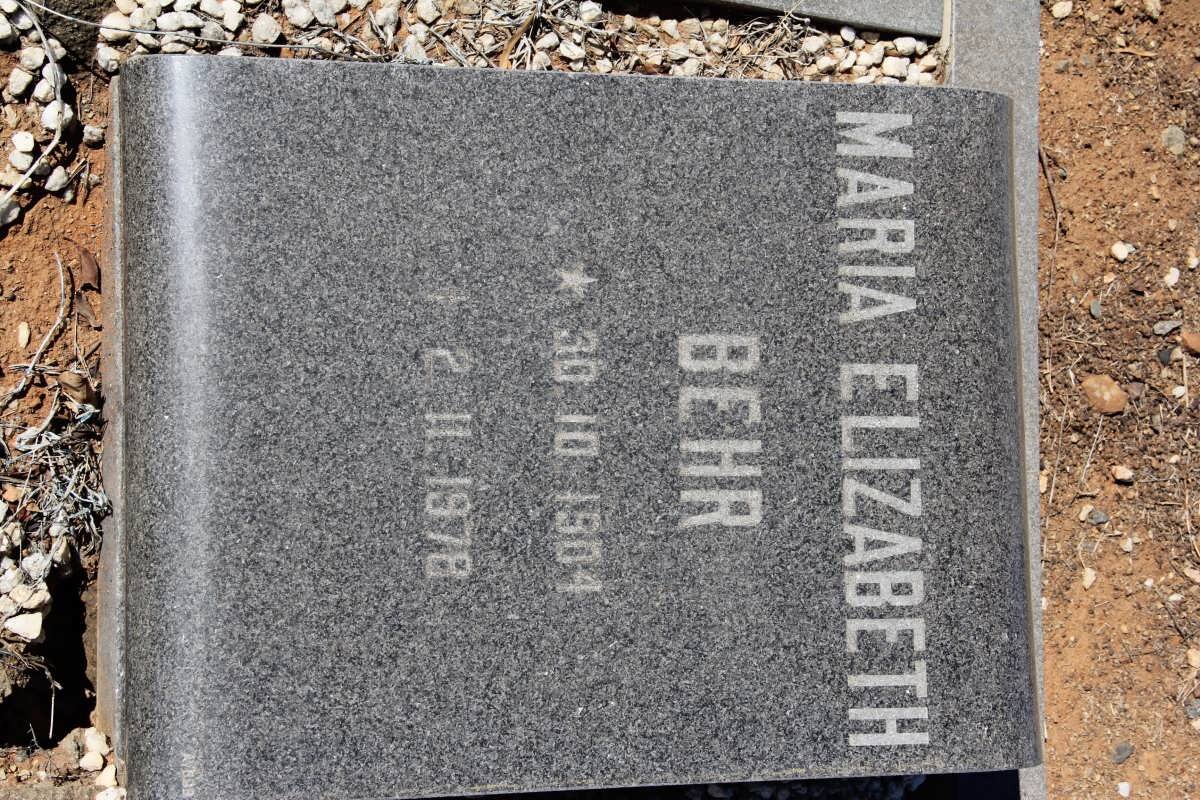 BEHR Maria Elizabeth 1904-1978