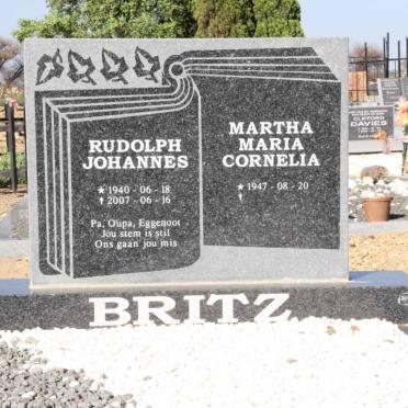 BRITZ Rudolph Johannes 1940-2007 &amp; Martha Maria Cornelia 1947-