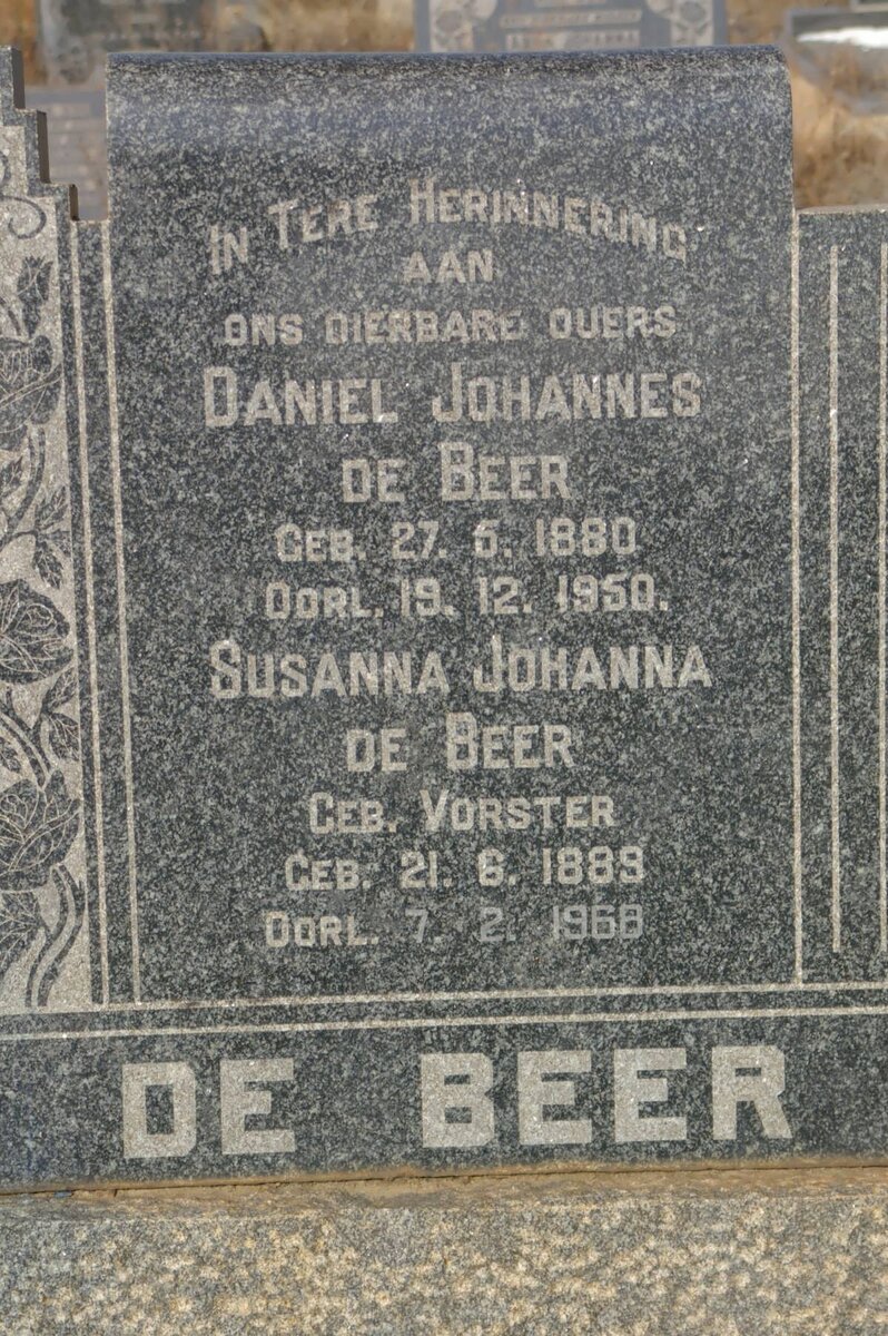 BEER Daniel Johannes, de 1880-1950 &amp; Susanna Johanna VORSTER 1889-1968