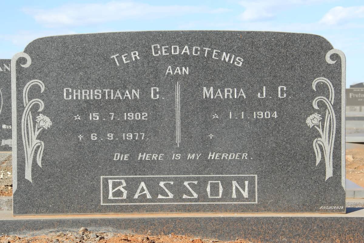 BASSON Christiaan C. 1902-1977 &amp; Maria J.C. 1904-
