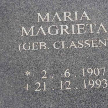 COETZEE Maria Magrietha nee CLASSEN 1907-1993