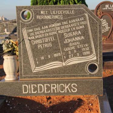DIEDERICKS Christoffel Petrus 1929- &amp; Susara Johanna STEYN 1932-1996