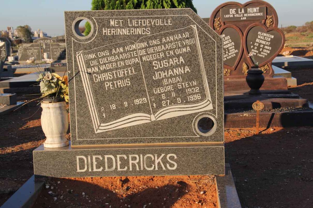 DIEDERICKS Christoffel Petrus 1929- &amp; Susara Johanna STEYN 1932-1996
