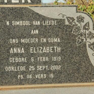 DEVENTER Anna Elizabeth, van 1919-2002