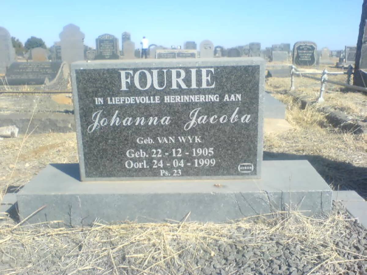 FOURIE Johanna Jacoba nee VAN WYK 1905-1999