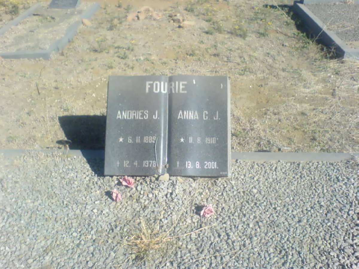 FOURIE Andries J. 1889-1978 &amp; Anna C.J. 1910-2001