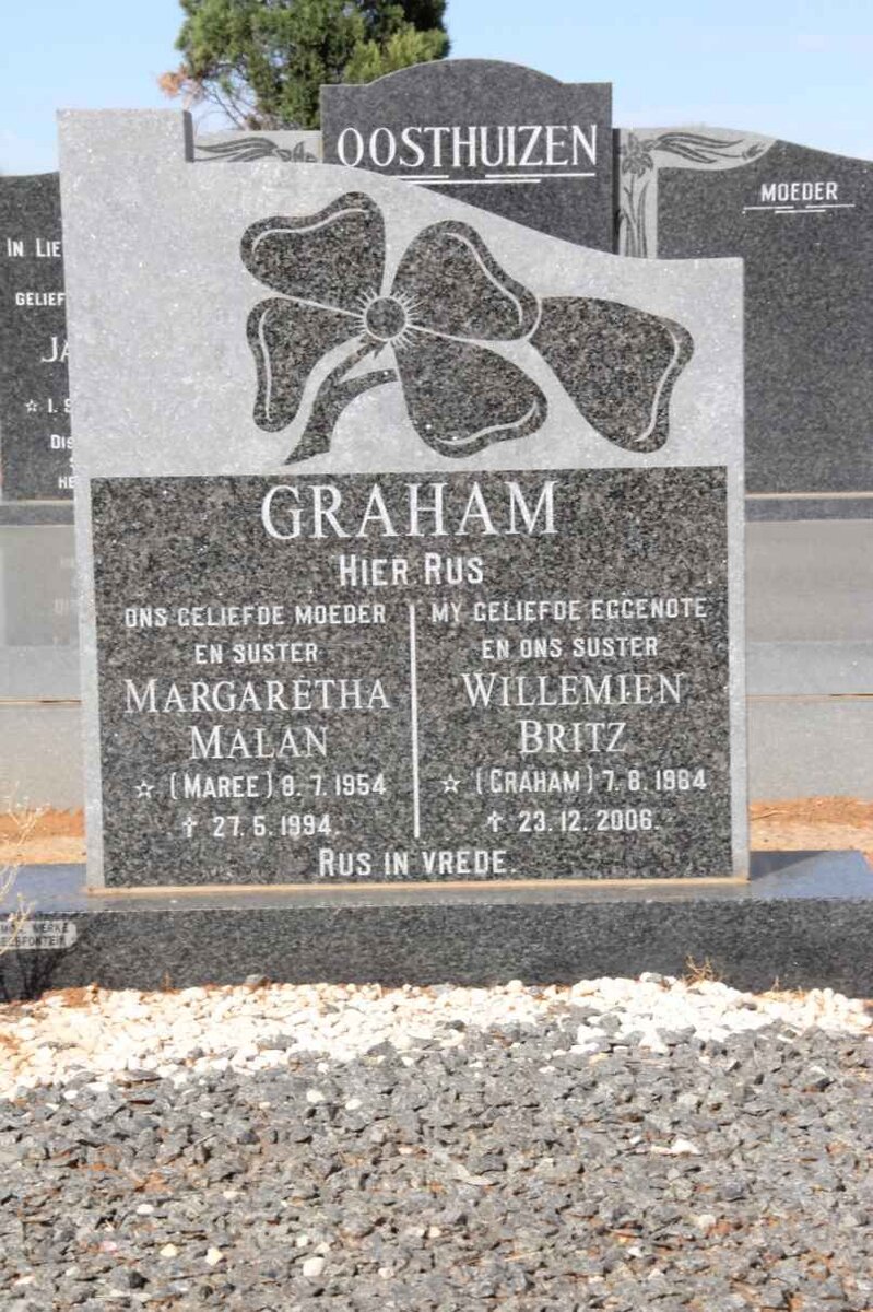 GRAHAM Margaretha Malan nee MAREE 1954-1994 :: BRITZ Willemien nee GRAHAM 1884-2006