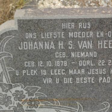 HEERDEN Johanna H.S., van nee NIEMAND 1879-1969