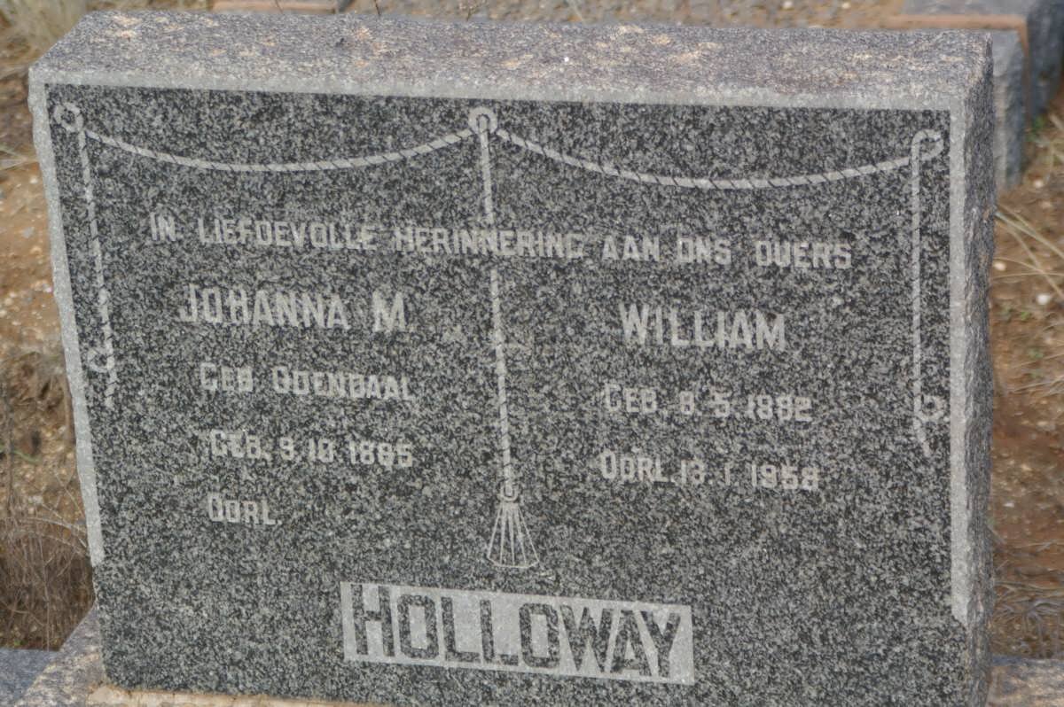 HOLLOWAY William 1882-1958 &amp; Johanna M. ODENDAAL 1885- 