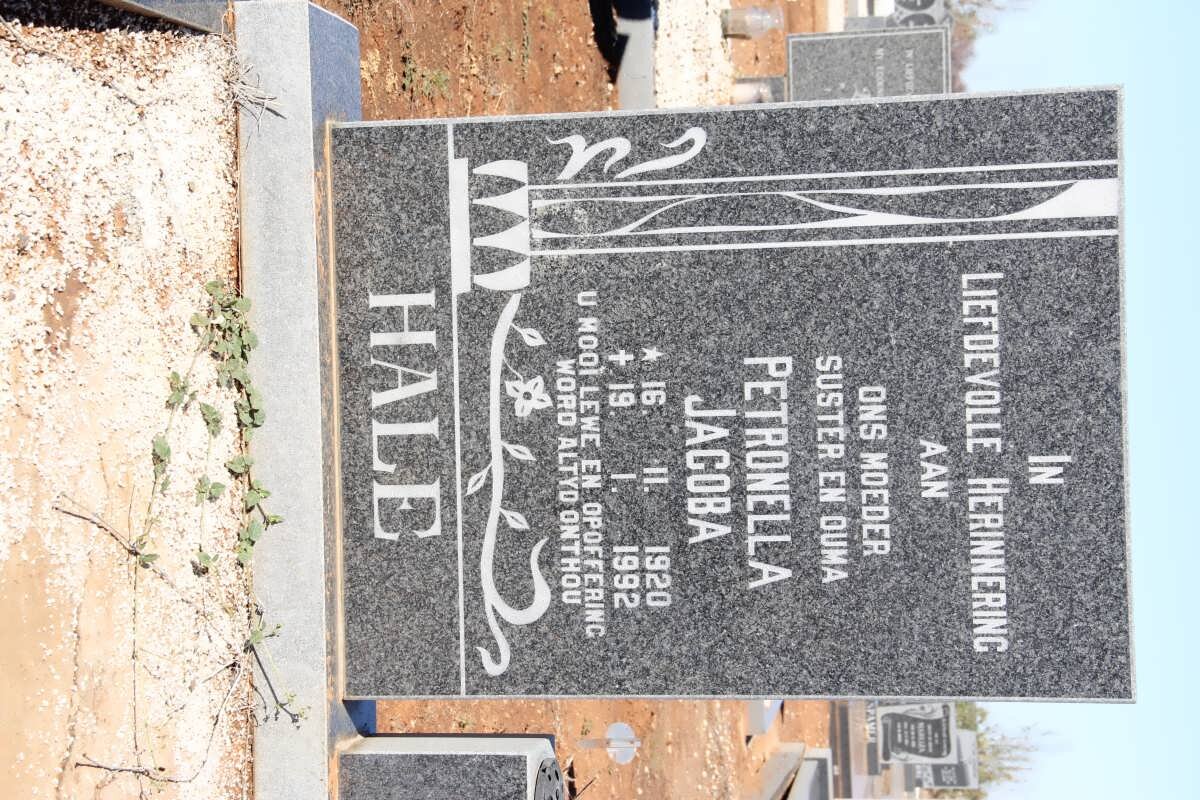 HALE Petronella Jacoba 1920-1992