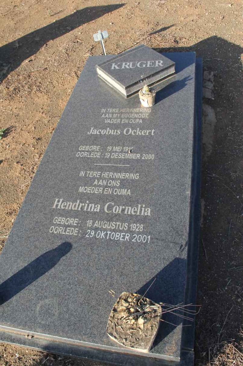 KRUGER Jacobus Ockert 1916-2000 &amp; Hendrina Cornelia 1928-2001