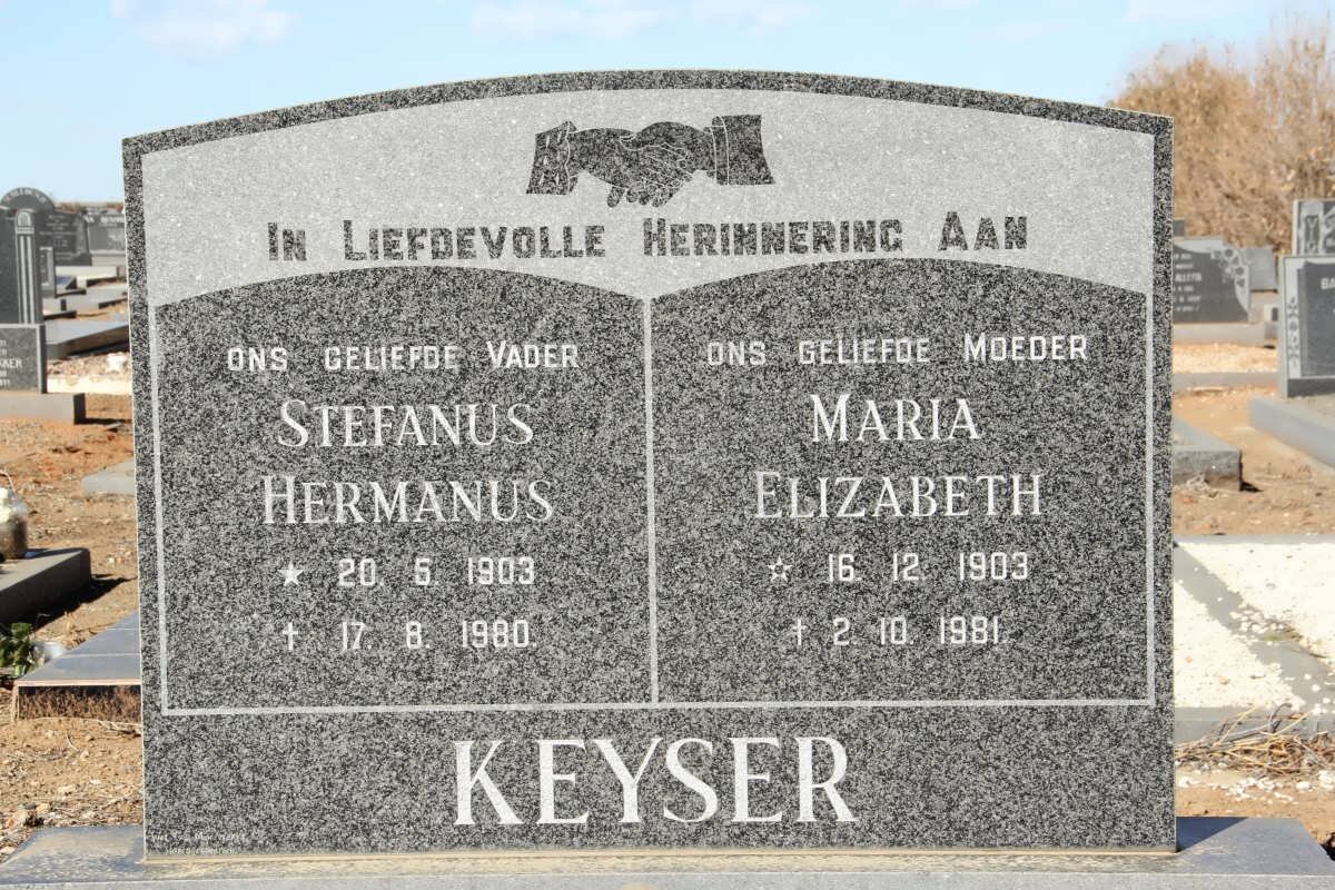 KEYSER Stefanus Hermanus 1903-1980 &amp; Maria Elizabeth 1903-1981