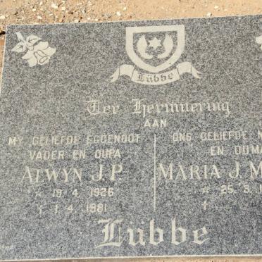 LUBBE Alwyn J.P. 1926-1981 &amp; Maria J.M. MEYER 1931-