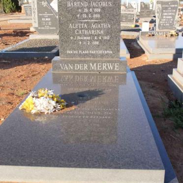 MERWE Barend Jacobus, van der 1906-1999 &amp; Aletta Agatha Catharina SAAIMAN 1910-1998