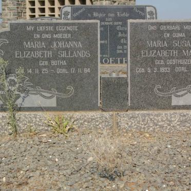 MARITZ Maria Susanna Elizabeth nee OOSTHUIZEN 1893-1984 :: SILLANDS Maria Johanna Elizabeth nee BOTHA 1925-1964 