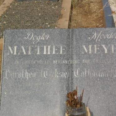 MEYER Catharina Sophia nee SCHLEBUSCH 1920-1958 :: MATTHEE Dorothea nee MEYER 1951-1974