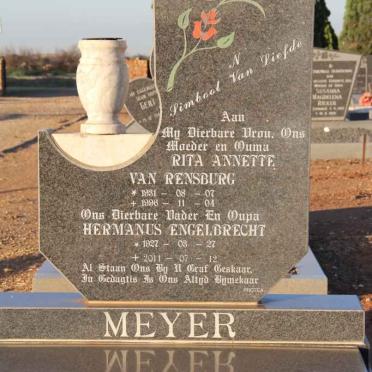 MEYER Hermanus Engelbrecht 1927-2011 &amp; Rita Annette VAN RENSBURG 1931-1996