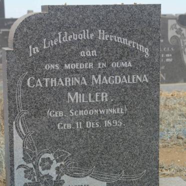MILLER Thomas Emanuel 1912-1970 &amp; Catharina Magdalena SCHOONWINKEL 1895-19