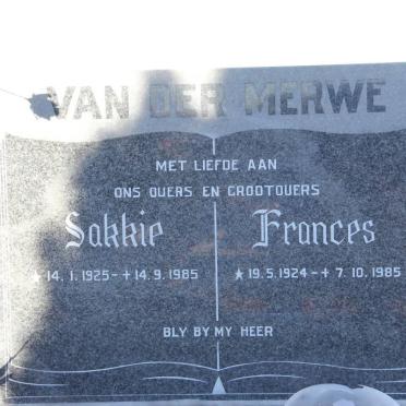 MERWE Sakkie, van der 1925-1985 &amp; Frances 1924-1985