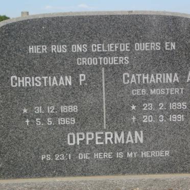 OPPERMAN Christiaan P. 1888-1969 &amp; Catharina A. MOSTERT 1895-1991