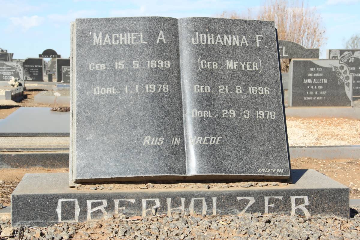 OBERHOLZER Machiel A. 1898-1978 &amp; Johanna F. MEYER 1896-1978