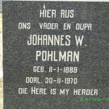 POHLMAN Johannes W. 1889-1970