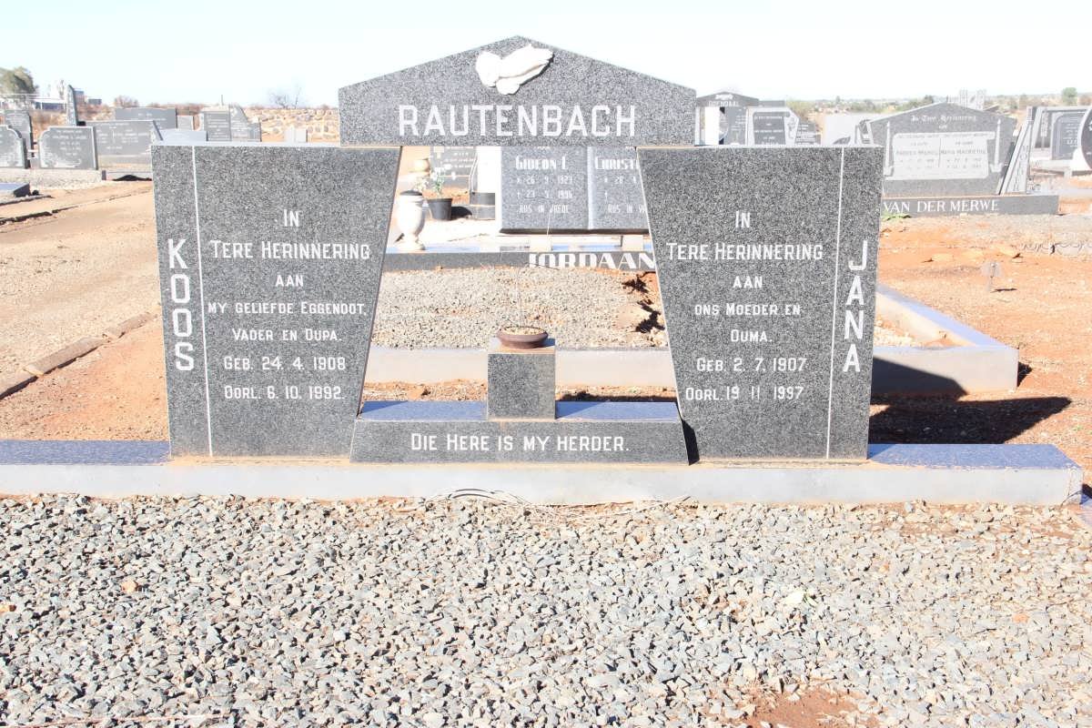RAUTENBACH Koos 1908-1992 &amp; Jana 1907-1997