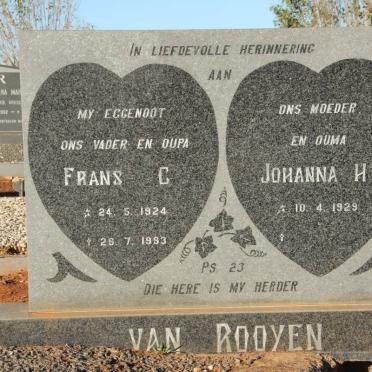 ROOYEN Frans C., van 1924-1993 &amp; Johanna H. 1929-