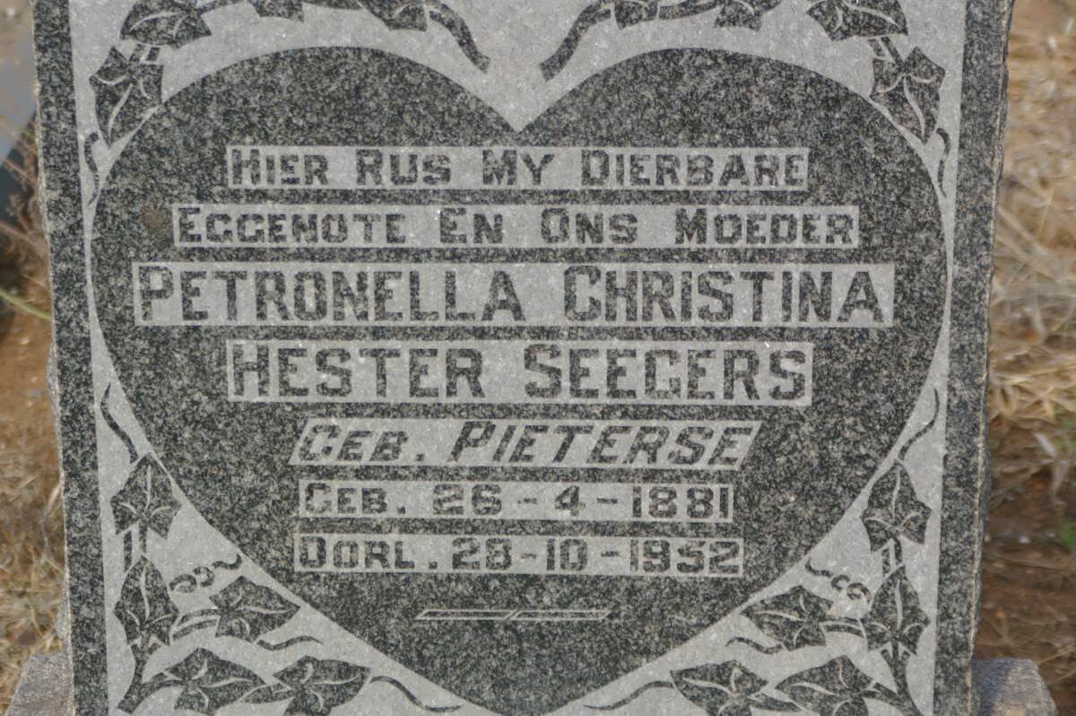 SEEGERS Petronella Christina Hester nee PIETERSE 1881-1952