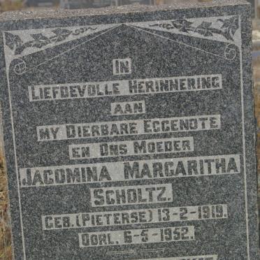 SCHOLTZ Jacomina Margaritha nee PIETERSE 1919-1952