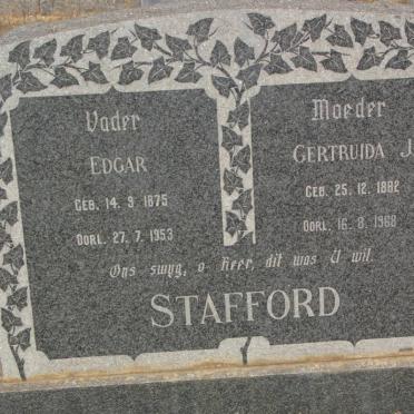 STAFFORD Edgar 1875-1953 &amp; Gertruida J. 1882-1968