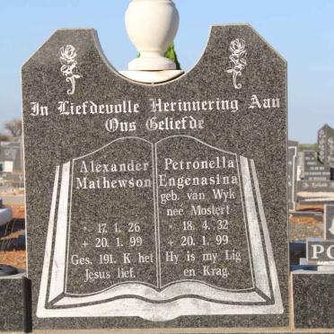 STEYN Alexander Mathewson 1926-1999 &amp; Petronella Engenasina VAN WYK voorheen MOSTERT 1932-1999