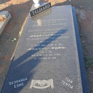 TALJAARD Matthian Johan Hendrik 1927-1997 &amp; Elizabeth Margaretha HENNING 1925-2011
