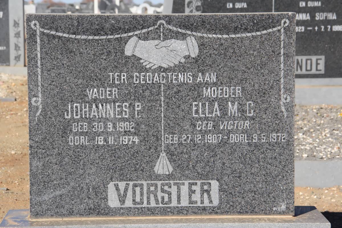 VORSTER Johannes P. 1902-1974 &amp; Ella M. C. nee VICTOR 1907-1972