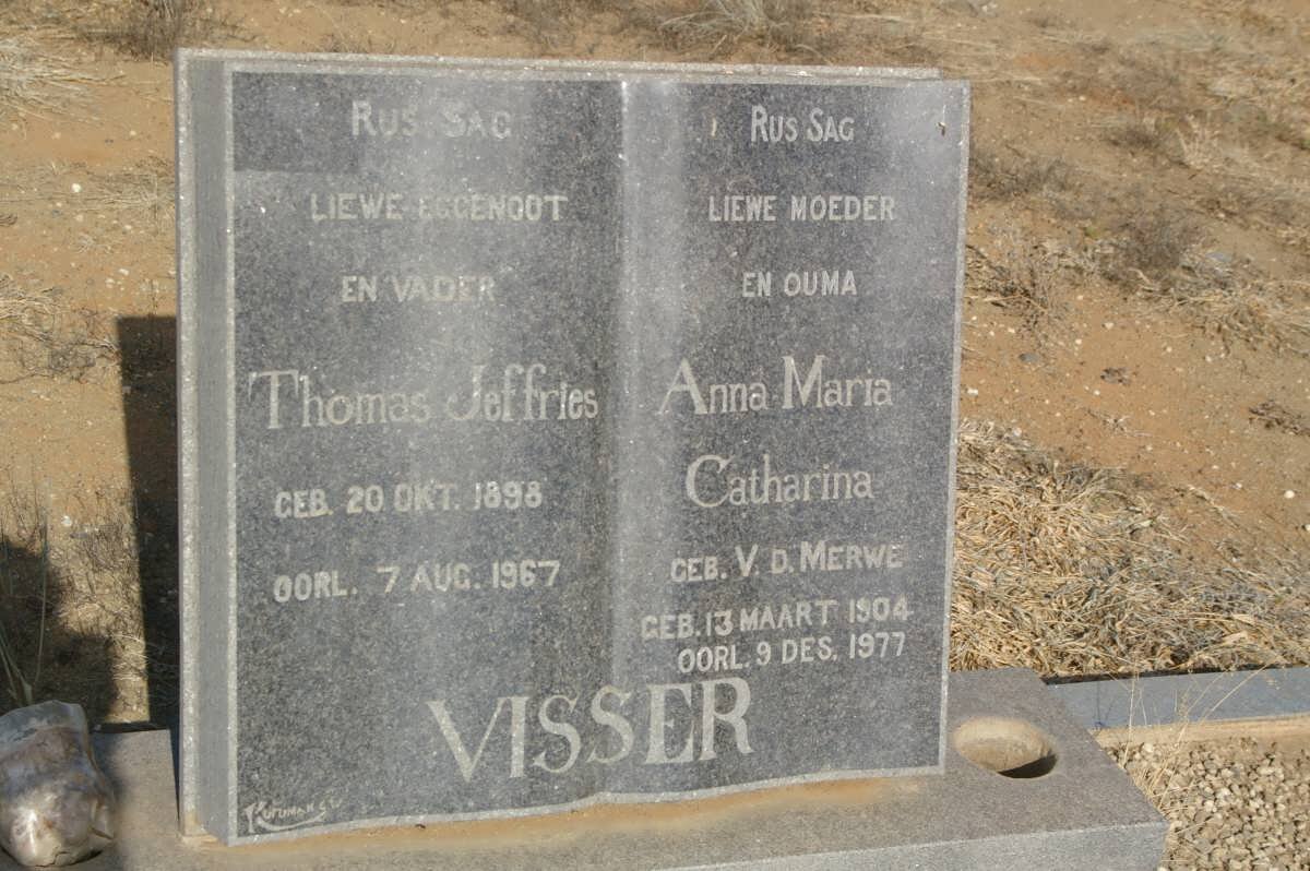 VISSER Thomas Jeffries 1898-1967 &amp; Anna Maria Catharina v.d. MERWE 1904-1977
