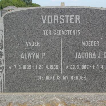 VORSTER Alwyn P. 1899-1969 &amp; Jacoba J.C. 1907-1980