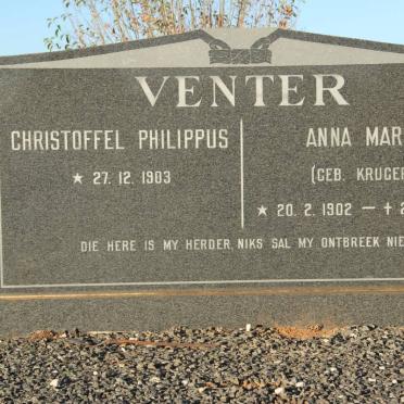 VENTER Christoffel Philippus 1903- &amp; Anna Maria KRUGER 1902-1982