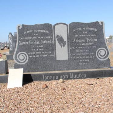 VUUREN Renier Hendrik Gerhardus, Jansen van 1890-1972 &amp; Johanna Helena van NIEKERK 1904-1977