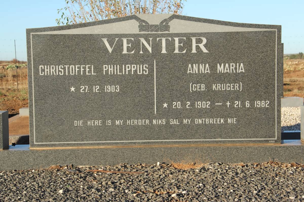 VENTER Christoffel Philippus 1903- &amp; Anna Maria KRUGER 1902-1982