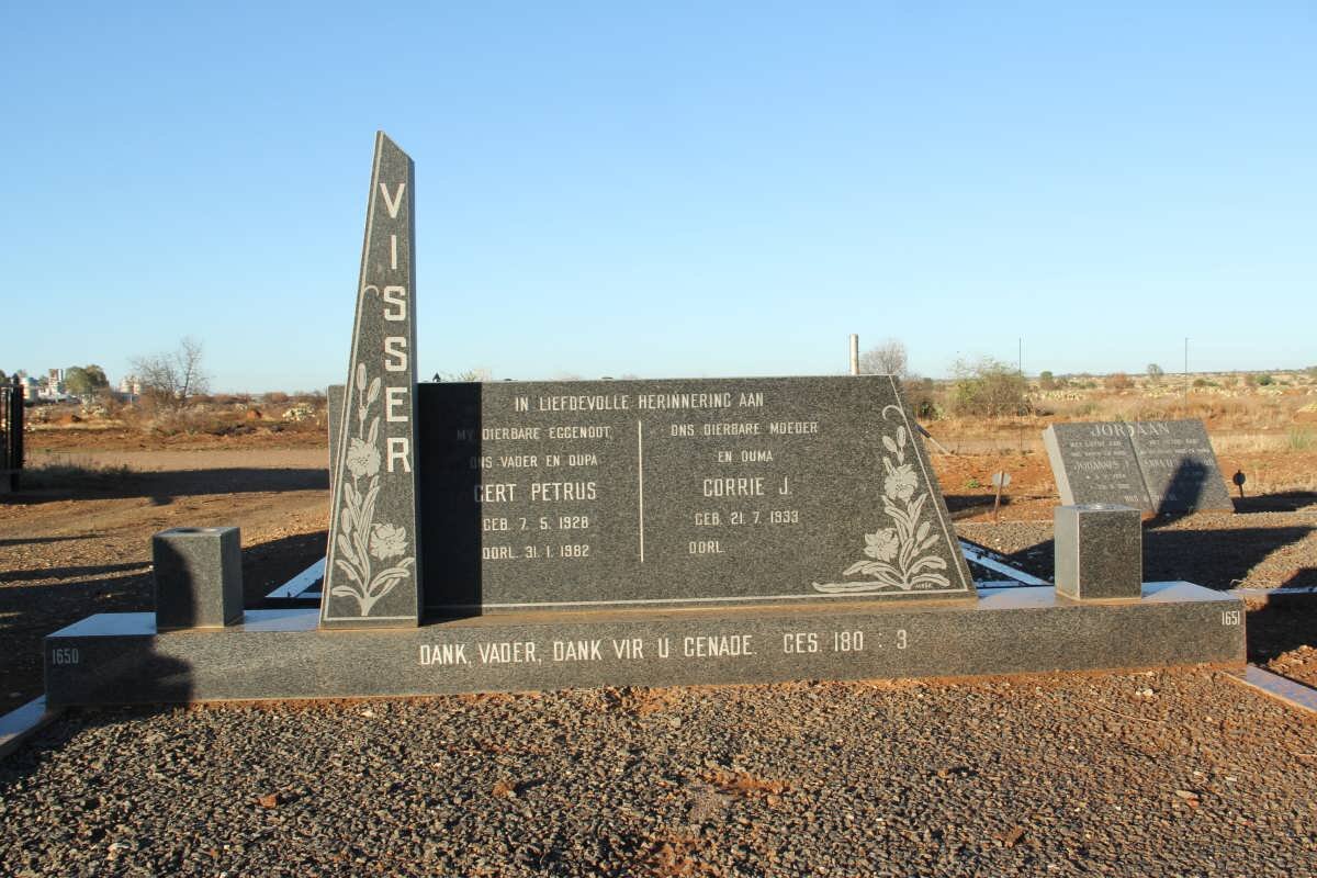 VISSER Gert Petrus 1928-1982 &amp; Corrie J. 1933-