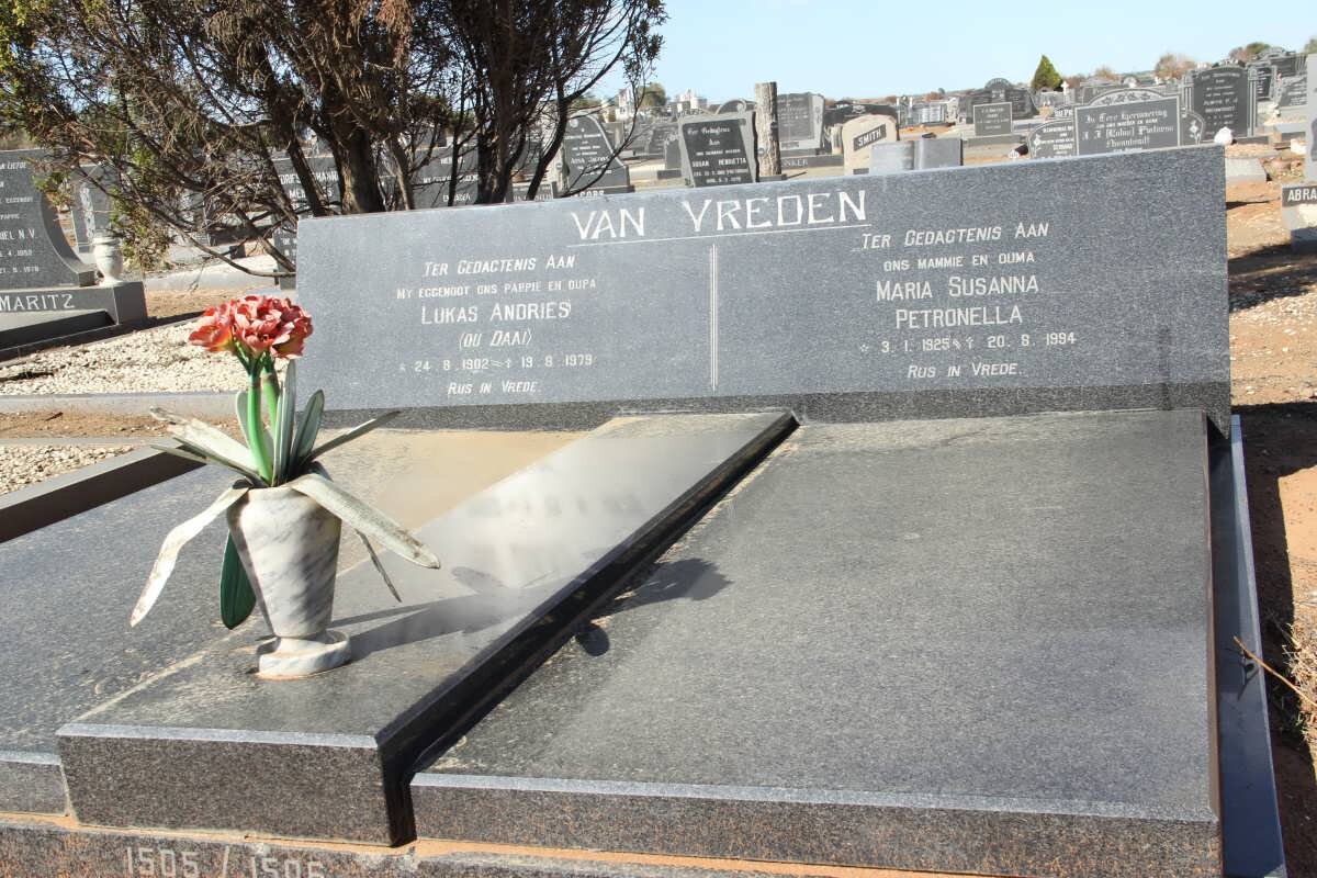 VREDEN Lukas Andries, van 1902-1979 &amp; Maria Susanna Petronella 1925-1994