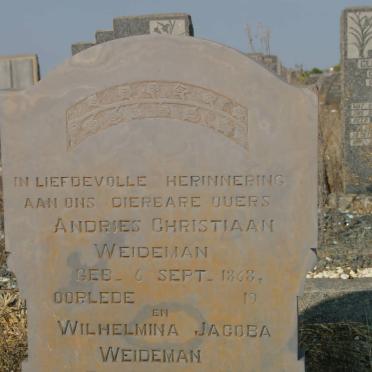 WEIDEMAN Andries Christiaan 1868- &amp; Wilhelmina Jacoba DUVENHAGE 1871-1949