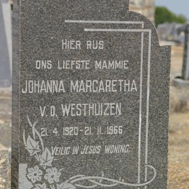 WESTHUIZEN Johanna Margaretha, v.d. 1920-1966